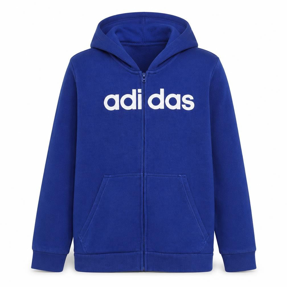 Front view of Adidas Women Blue Full Zip Hoodie XL Cotton Blend Casual