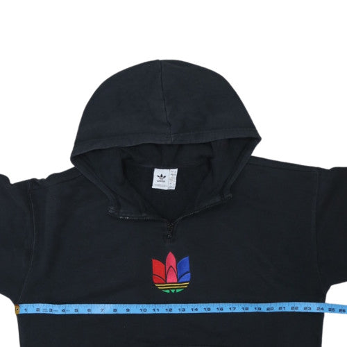 Adidas Womens Black Half Zip Hoodie M Cotton Blend Logo Pullover