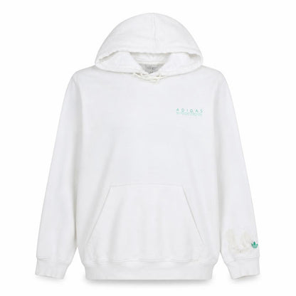 Front view of Adidas Women’s White Pullover Hoodie L Sports Club Graphic Cotton Blend