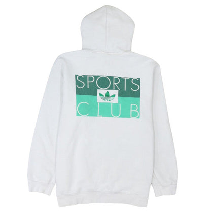 Adidas Women’s White Pullover Hoodie L Sports Club Graphic Cotton Blend