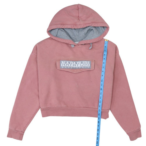 Napapijri Womens Pink Hoodie M Hooded Pullover Logo Sweatshirt