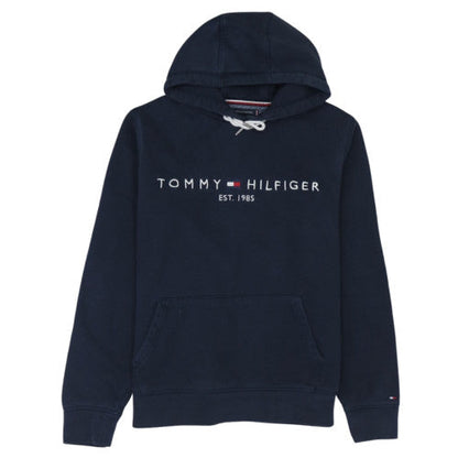Tommy Hilfiger Men Navy Blue L Pullover Hoodie with Logo Print