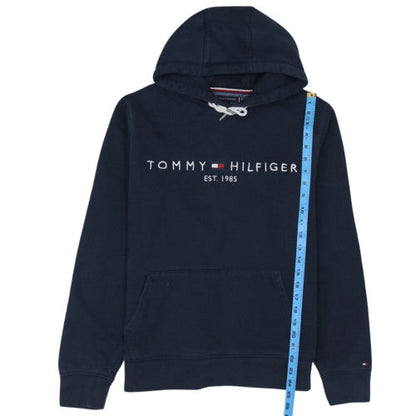 Tommy Hilfiger Men Navy Blue L Pullover Hoodie with Logo Print