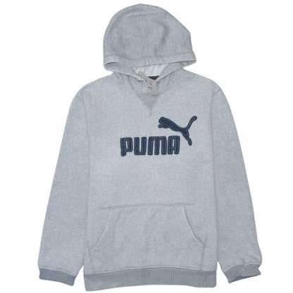 Puma Men's Grey Hoodie Large Pullover Logo Cotton Blend Casual