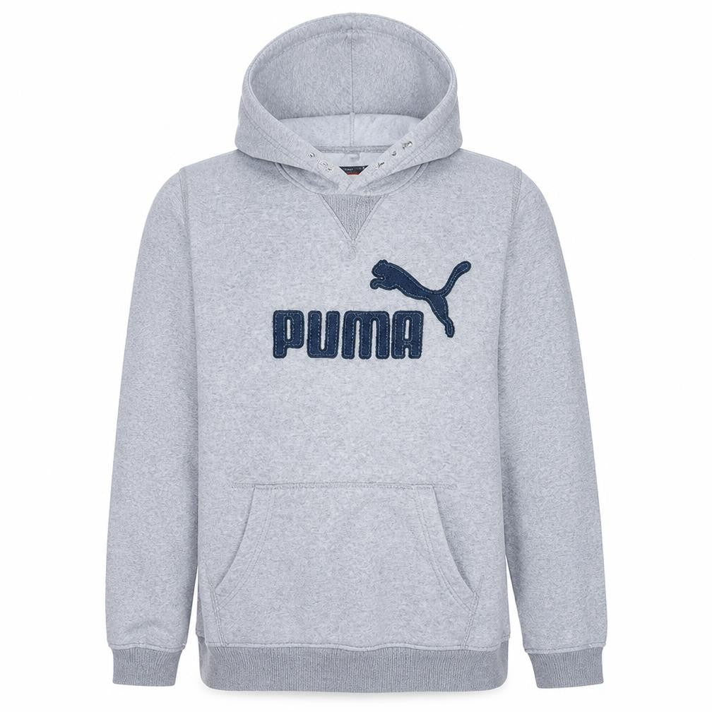 Puma Men's Grey Hoodie Large Pullover Logo Cotton Blend Casual
