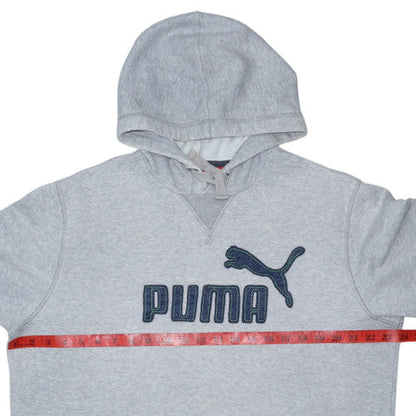 Puma Men's Grey Hoodie Large Pullover Logo Cotton Blend Casual