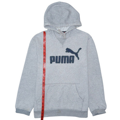 Puma Men's Grey Hoodie Large Pullover Logo Cotton Blend Casual