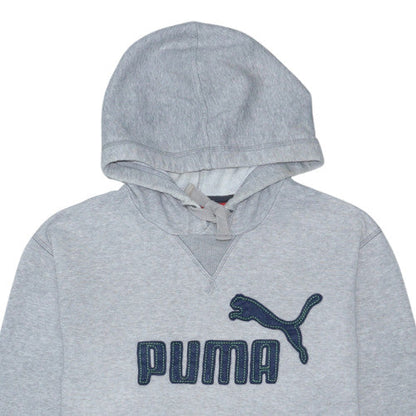 Puma Men's Grey Hoodie Large Pullover Logo Cotton Blend Casual