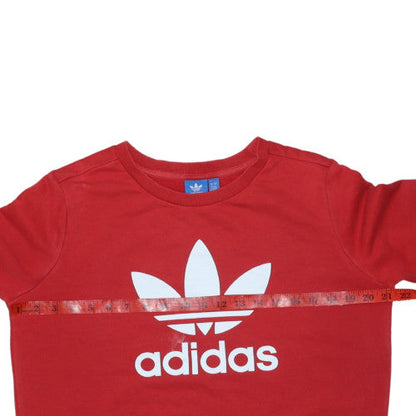 Adidas Women Red Crew Neck Pullover Sweatshirt Size 10
