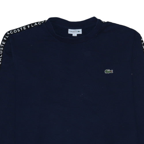 Lacoste Men's Blue Logo Tape Crew Neck Sweatshirt Size L