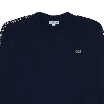 Lacoste Men's Blue Logo Tape Crew Neck Sweatshirt Size L