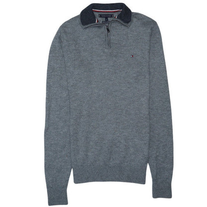 Tommy Hilfiger Men's Grey Wool 1/2 Zip Jumper Size M