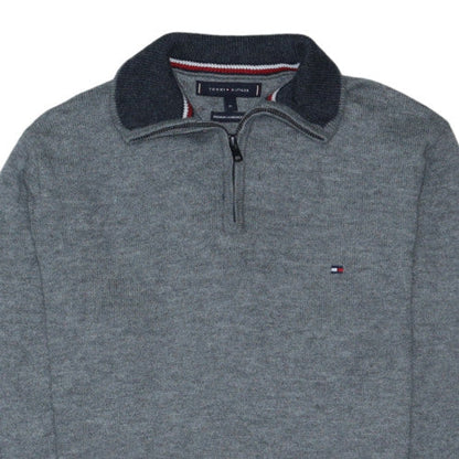 Tommy Hilfiger Men's Grey Wool 1/2 Zip Jumper Size M