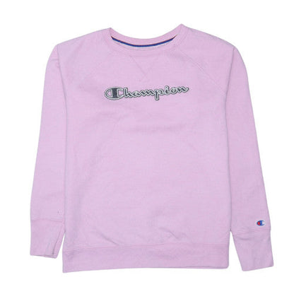 Champion Womens Pink Pullover Sweatshirt L Crew Neck Logo Cotton