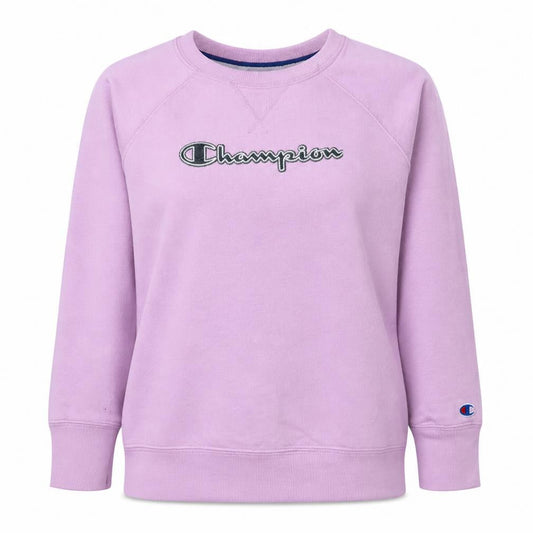 Champion Womens Pink Pullover Sweatshirt L Crew Neck Logo Cotton
