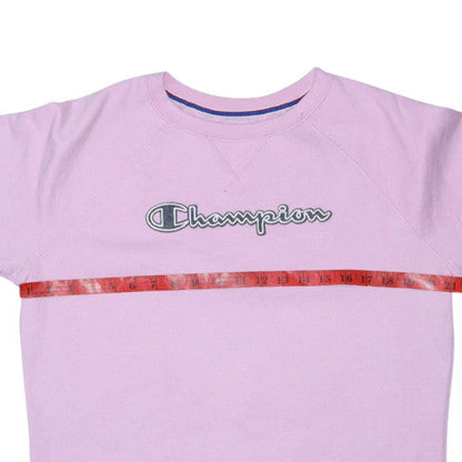 Champion Womens Pink Pullover Sweatshirt L Crew Neck Logo Cotton