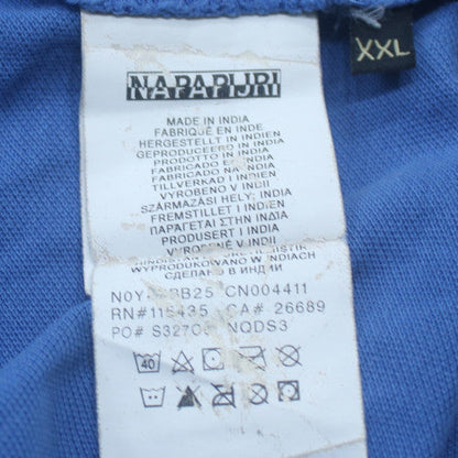 Napapijri Mens Blue Polo Shirt XXL Classic Cotton Short Sleeve