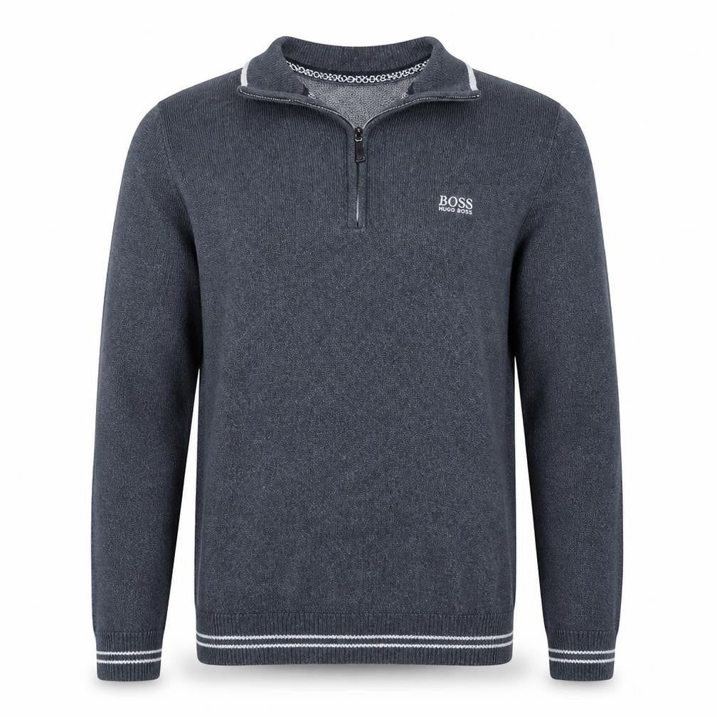 Hugo Boss Men's Grey Cotton 1/2 Zip Jumper Size S
