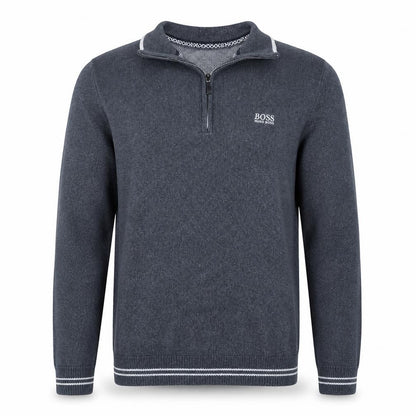 Hugo Boss Men's Grey Cotton 1/2 Zip Jumper Size S