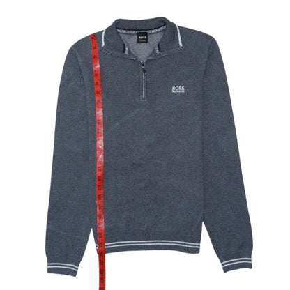 Hugo Boss Men's Grey Cotton 1/2 Zip Jumper Size S