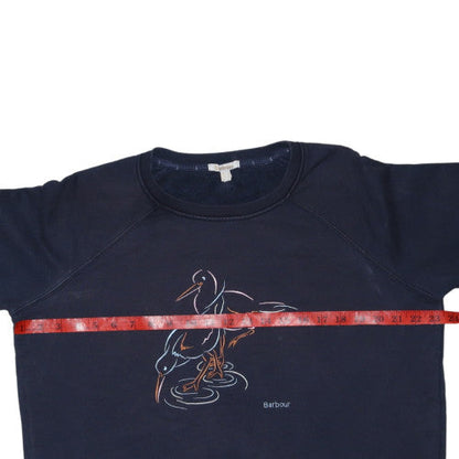 Barbour Womens Navy Blue Sweatshirt Size 12 Cotton Bird Print