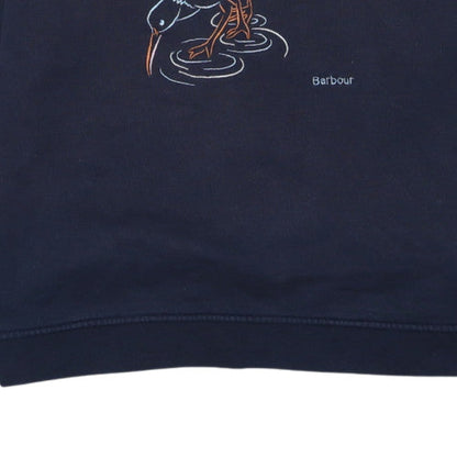 Barbour Womens Navy Blue Sweatshirt Size 12 Cotton Bird Print