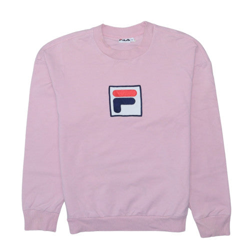 Fila Womens Pink Crew Neck Pullover Sweatshirt Size S Logo Cotton Blend