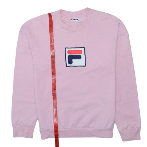 Fila Womens Pink Crew Neck Pullover Sweatshirt Size S Logo Cotton Blend