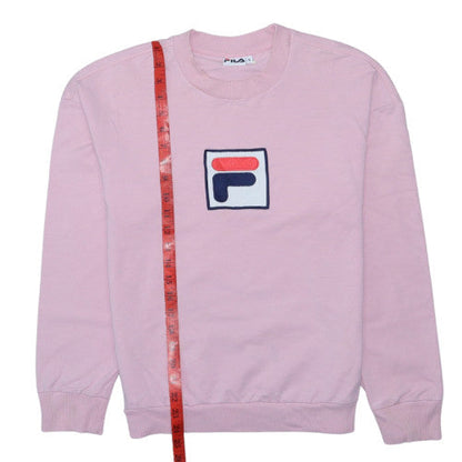 Fila Womens Pink Crew Neck Pullover Sweatshirt Size S Logo Cotton Blend
