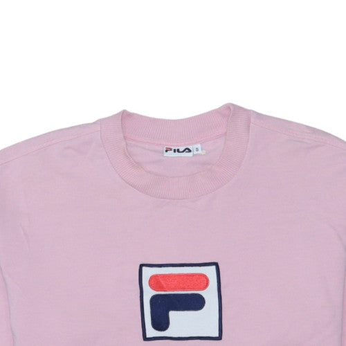 Fila Womens Pink Crew Neck Pullover Sweatshirt Size S Logo Cotton Blend