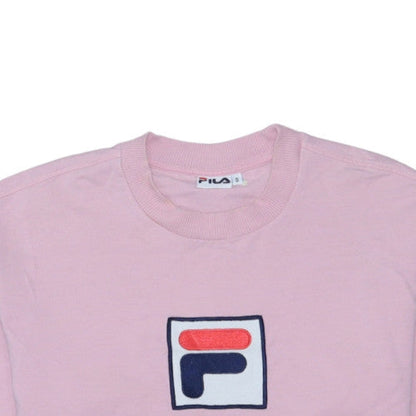 Fila Womens Pink Crew Neck Pullover Sweatshirt Size S Logo Cotton Blend