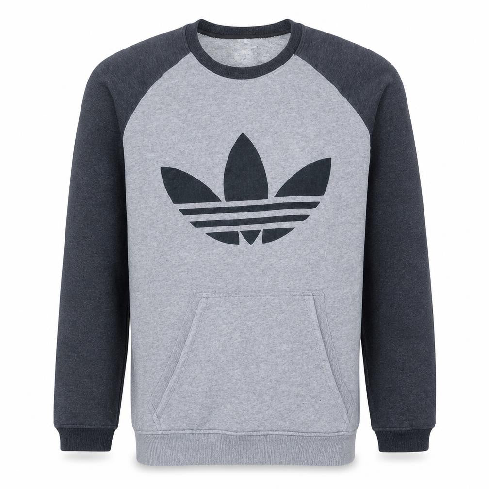 Adidas Mens Grey Pullover Sweatshirt M Crew Neck Logo Sportswear