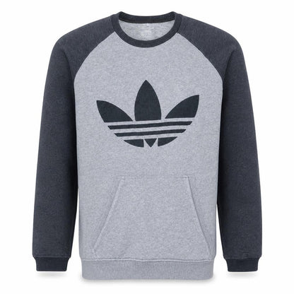 Adidas Mens Grey Pullover Sweatshirt M Crew Neck Logo Sportswear