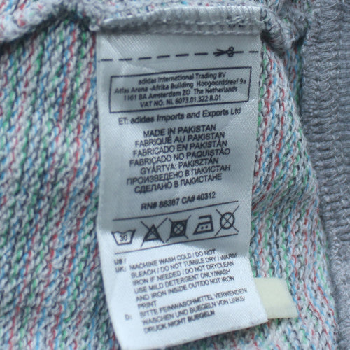 Adidas Mens Grey Pullover Sweatshirt M Crew Neck Logo Sportswear