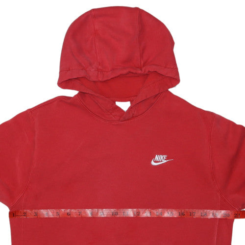 Nike Men's Red Pullover Hoodie Small Logo Fleece Sweatshirt