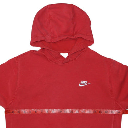 Nike Men's Red Pullover Hoodie Small Logo Fleece Sweatshirt