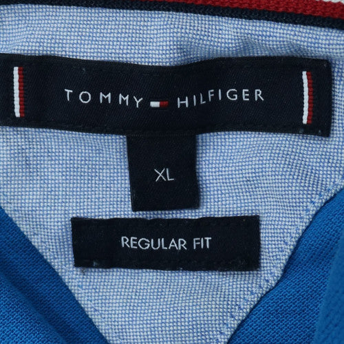 Tommy Hilfiger Men Blue Polo Shirt XL Regular Fit Cotton