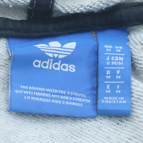 Adidas Mens Grey Full Zip Hoodie Size M Hooded Sweatshirt