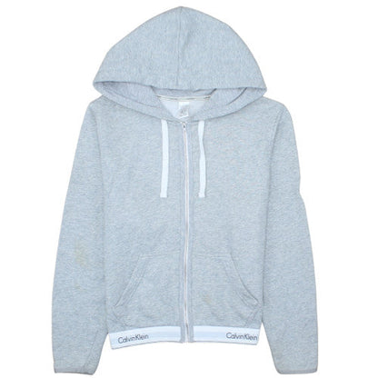 Calvin Klein Women's Grey Full Zip Hoodie L Cotton Blend Sleepwear