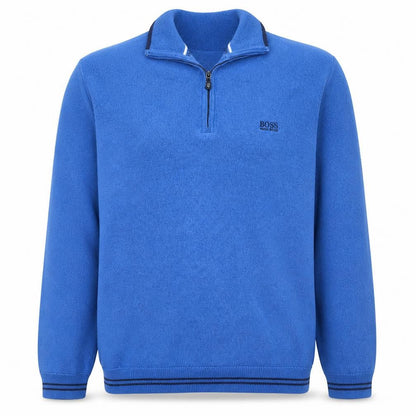 Hugo Boss Men's Blue XL 1/2 Zip Cotton Jumper