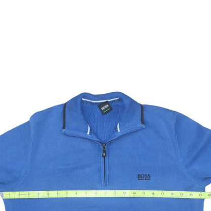Hugo Boss Men's Blue XL 1/2 Zip Cotton Jumper