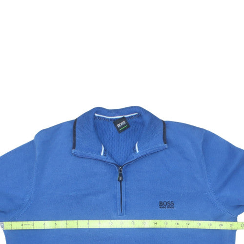 Hugo Boss Men's Blue XL 1/2 Zip Cotton Jumper