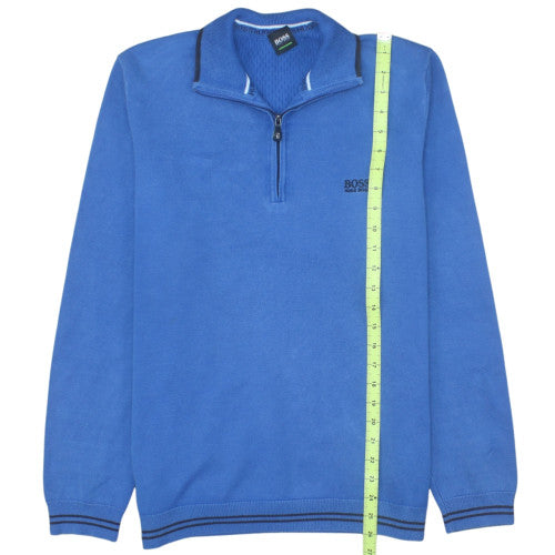 Hugo Boss Men's Blue XL 1/2 Zip Cotton Jumper