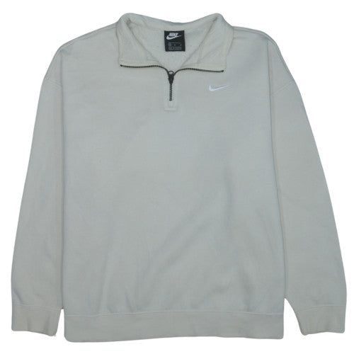 Nike Women's Beige 1/4 Zip Sweatshirt Medium Fleece Pullover