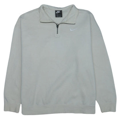 Nike Women's Beige 1/4 Zip Sweatshirt Medium Fleece Pullover