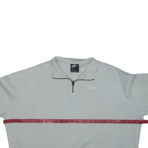 Nike Women's Beige 1/4 Zip Sweatshirt Medium Fleece Pullover