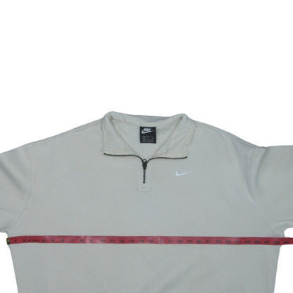 Nike Women's Beige 1/4 Zip Sweatshirt Medium Fleece Pullover