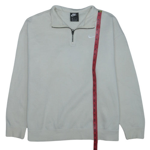Nike Women's Beige 1/4 Zip Sweatshirt Medium Fleece Pullover