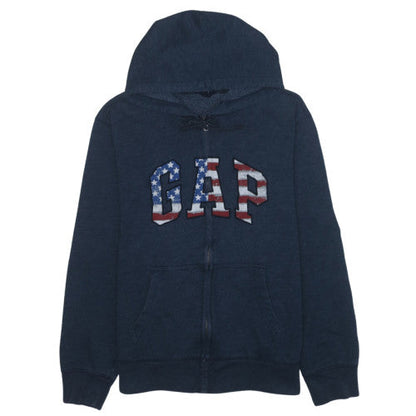 GAP Women Navy Blue Full Zip Hoodie L American Flag Logo