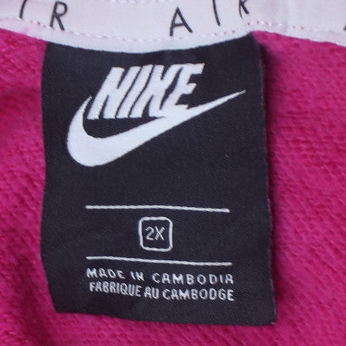 Nike Air Women’s Pink Pullover Hoodie 2XL Cotton Blend Logo Style